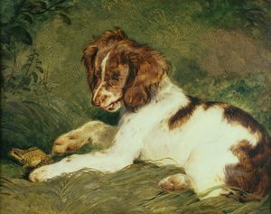 Un chiot taquinant une grenouille, 1824